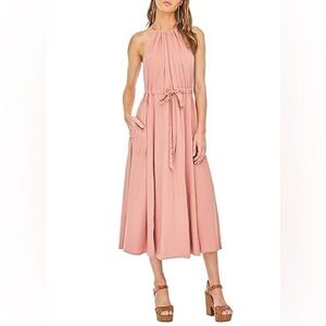 Revolve Astr The Label Size M Farren Halter Dress Dusty Rose Pink Tie Belt Flowy